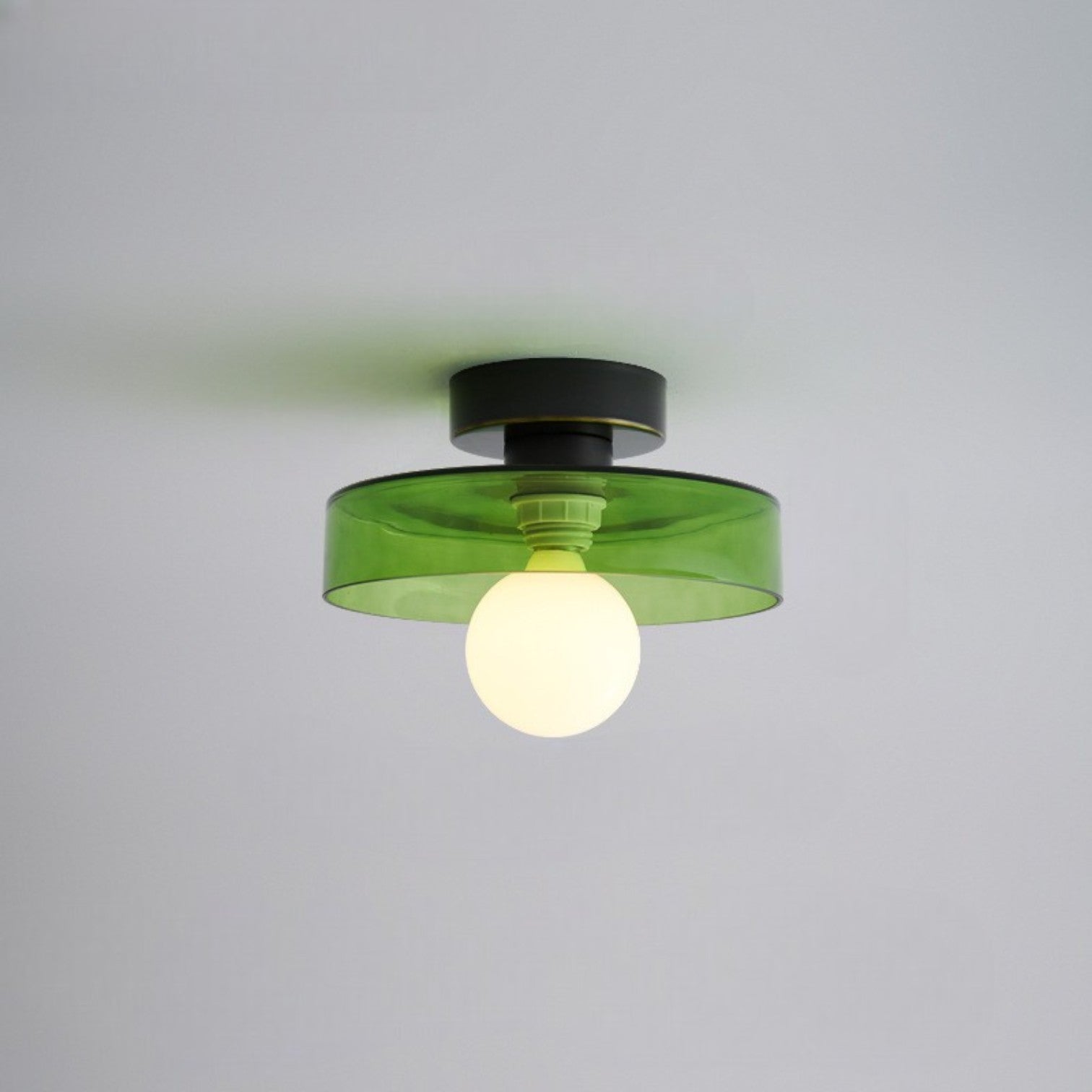 Modern Semi-Flush Mount Ceiling Light Fixture – Bauhaus Round Glass Ceiling Light