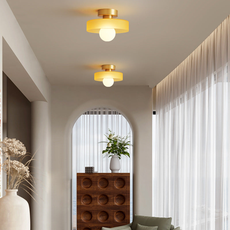 Modern Semi-Flush Mount Ceiling Light Fixture – Bauhaus Round Glass Ceiling Light