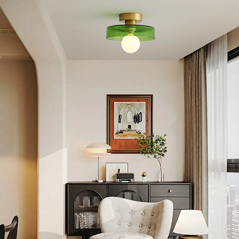 Modern Semi-Flush Mount Ceiling Light Fixture – Bauhaus Round Glass Ceiling Light