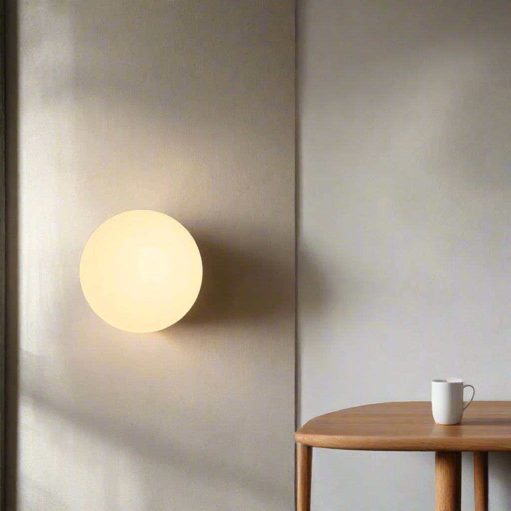 Glass Wall Sconce Light Fixture – Modern Round LED Sconce