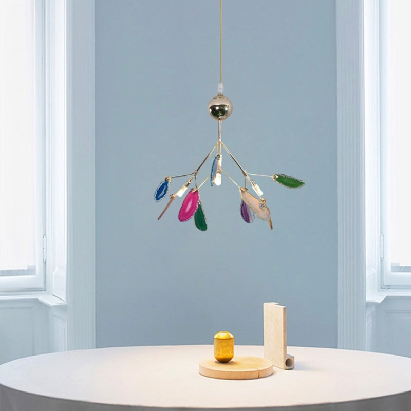Colorful Agate Chandelier Light Fixture – Modern Branch Ceiling Light