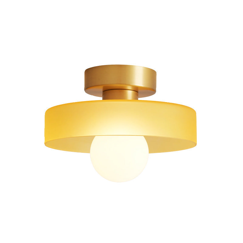 Modern Semi-Flush Mount Ceiling Light Fixture – Bauhaus Round Glass Ceiling Light