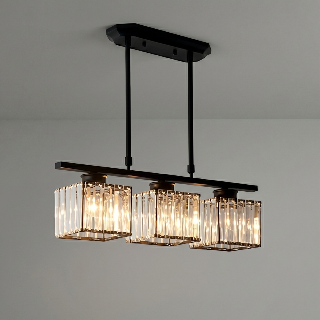 Linear Chandelier Light Fixture – Modern Glass Island Light