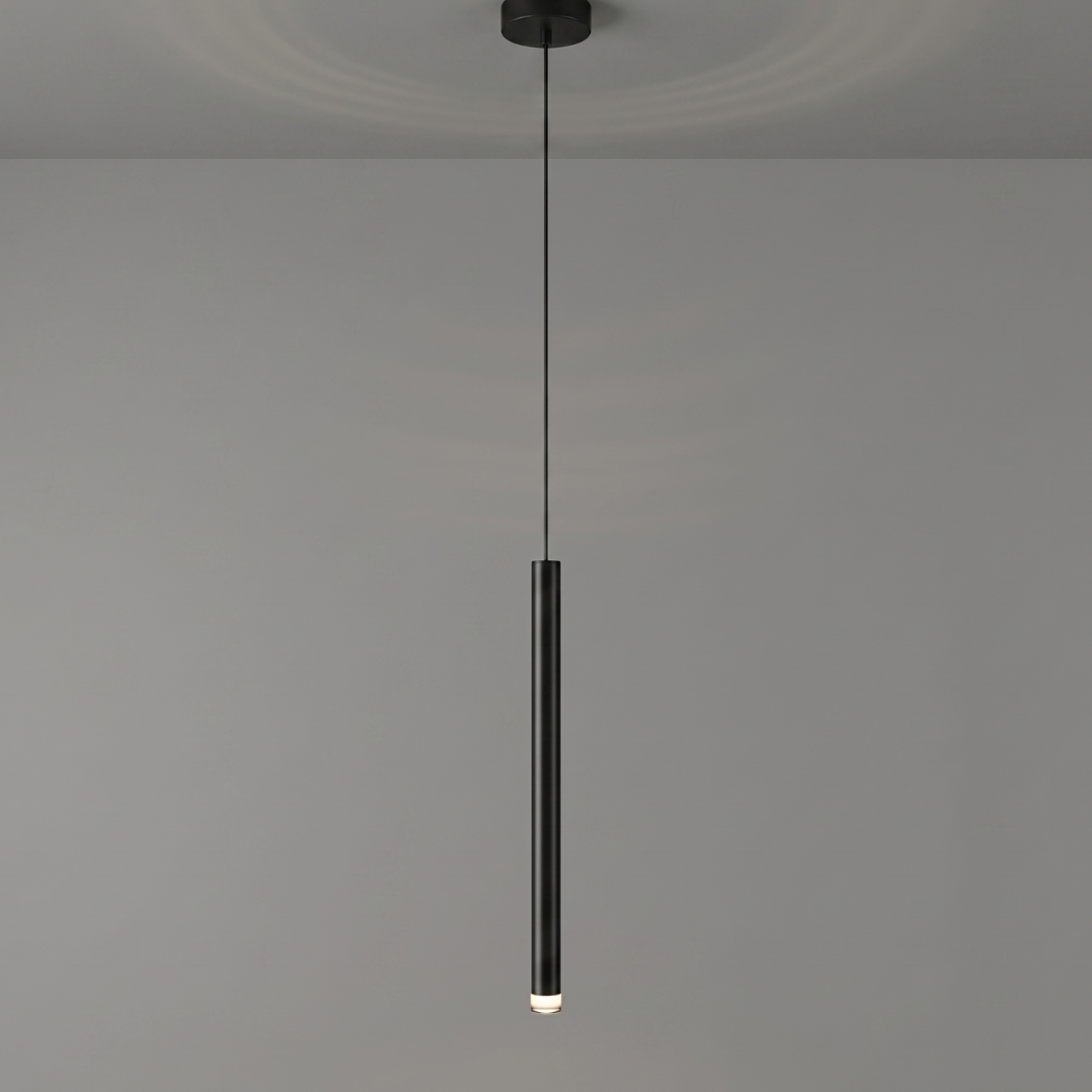 Black Bedside Pendant Light Fixture – Modern Tube Hanging Ceiling Light