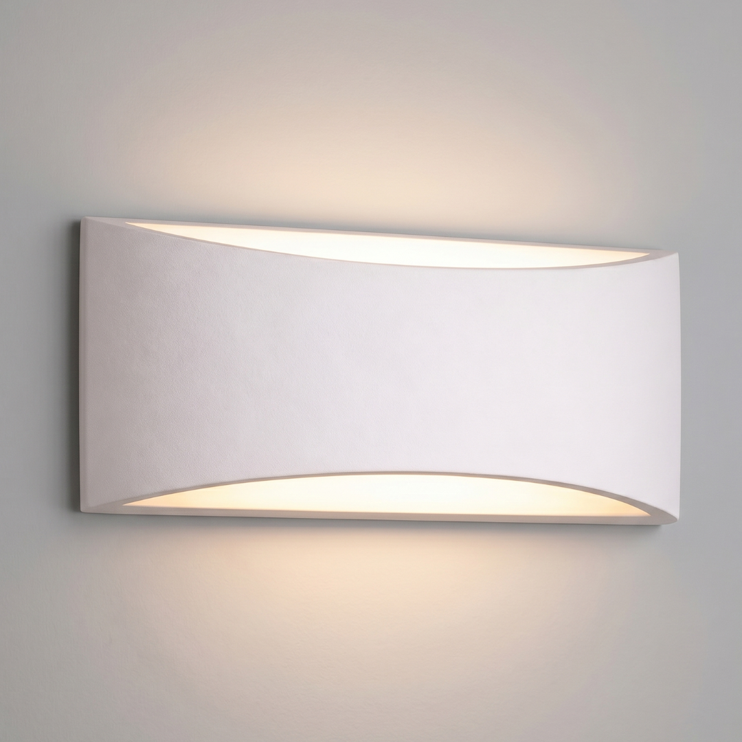 Large Plaster Wall Sconce – Modern Paintable Up & Down Wall Light Fixture