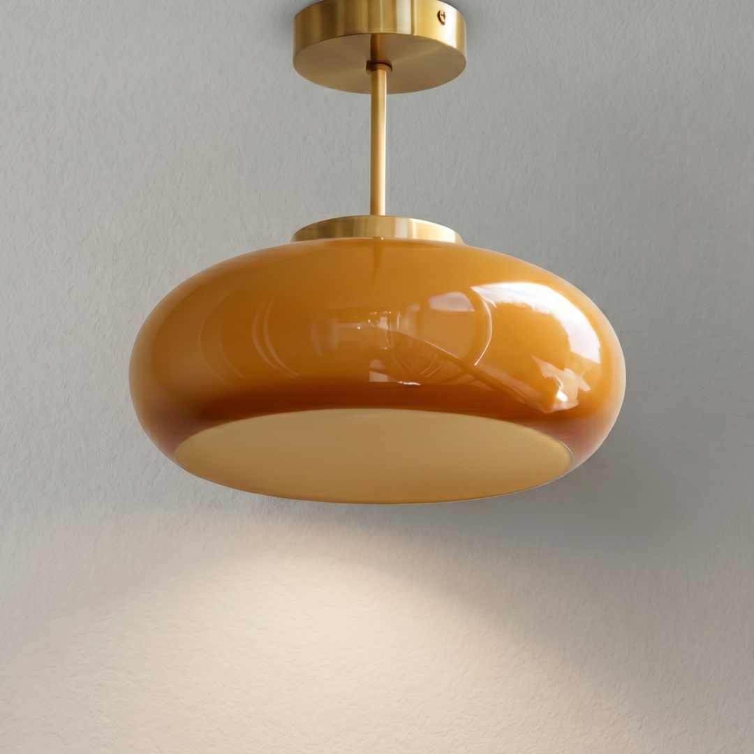 Glass Semi-Flush Mount Ceiling Light Fixture – Vintage Round Ceiling Light