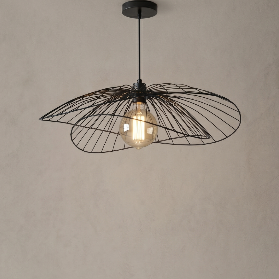 Black Wire Pendant Light Fixture – Modern Dome Ceiling Light