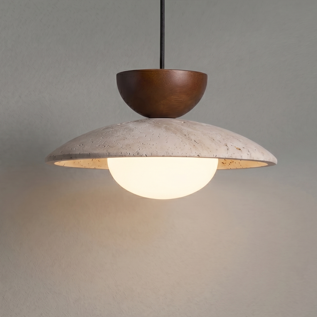 Travertine Pendant Light – Modern Stone Hanging Ceiling Light