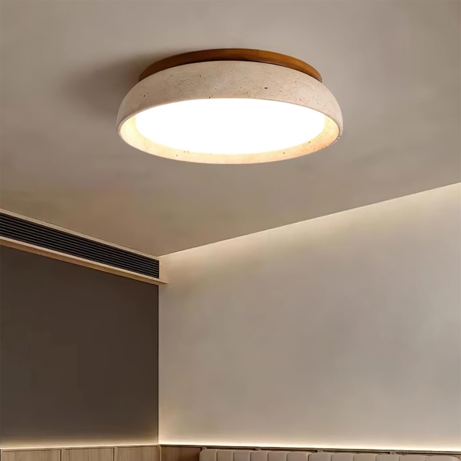 Travertine Flush Mount Ceiling Light Fixture – Modern Stone Ceiling Light