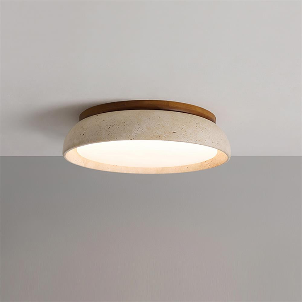 Travertine Flush Mount Ceiling Light Fixture – Modern Stone Ceiling Light