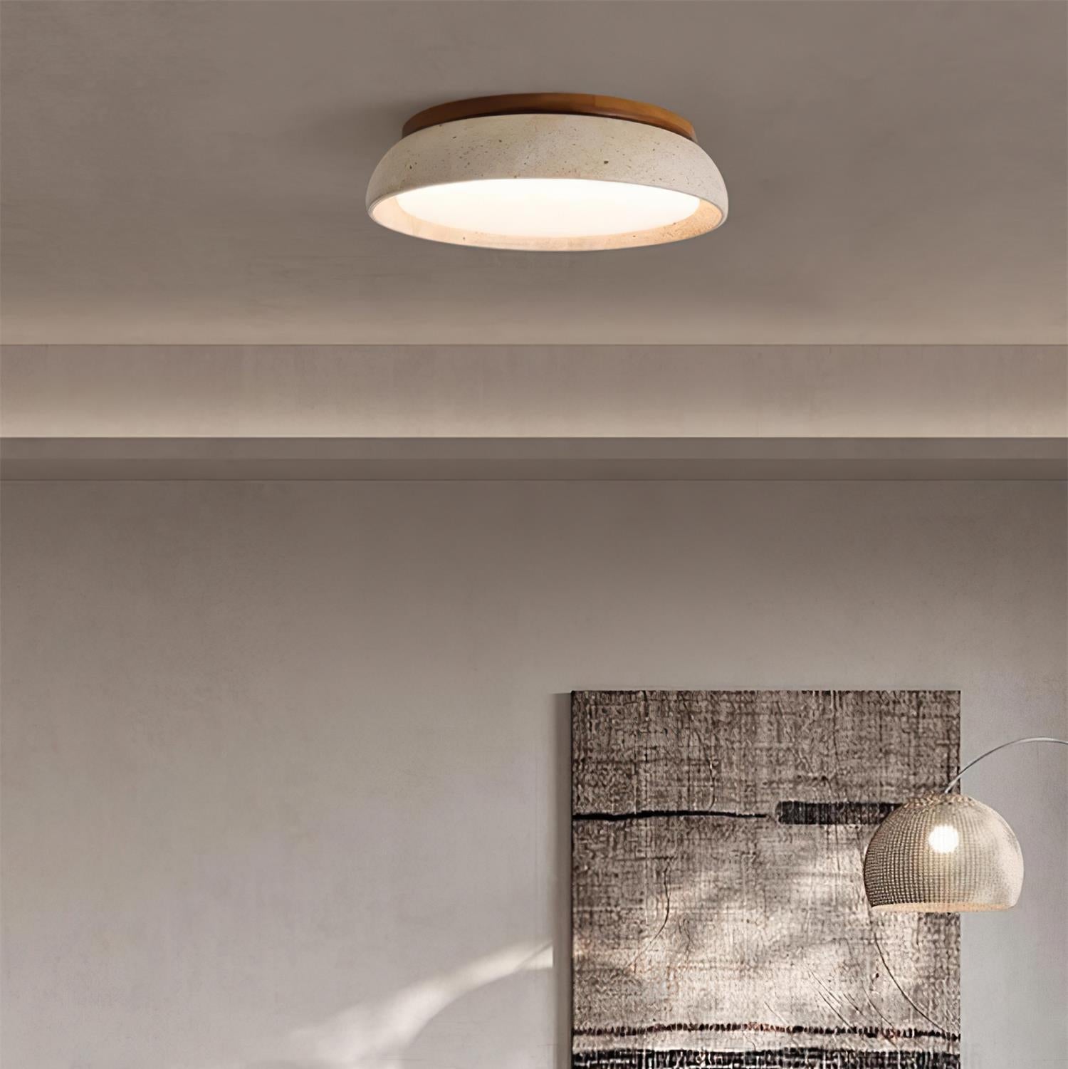Travertine Flush Mount Ceiling Light Fixture – Modern Stone Ceiling Light