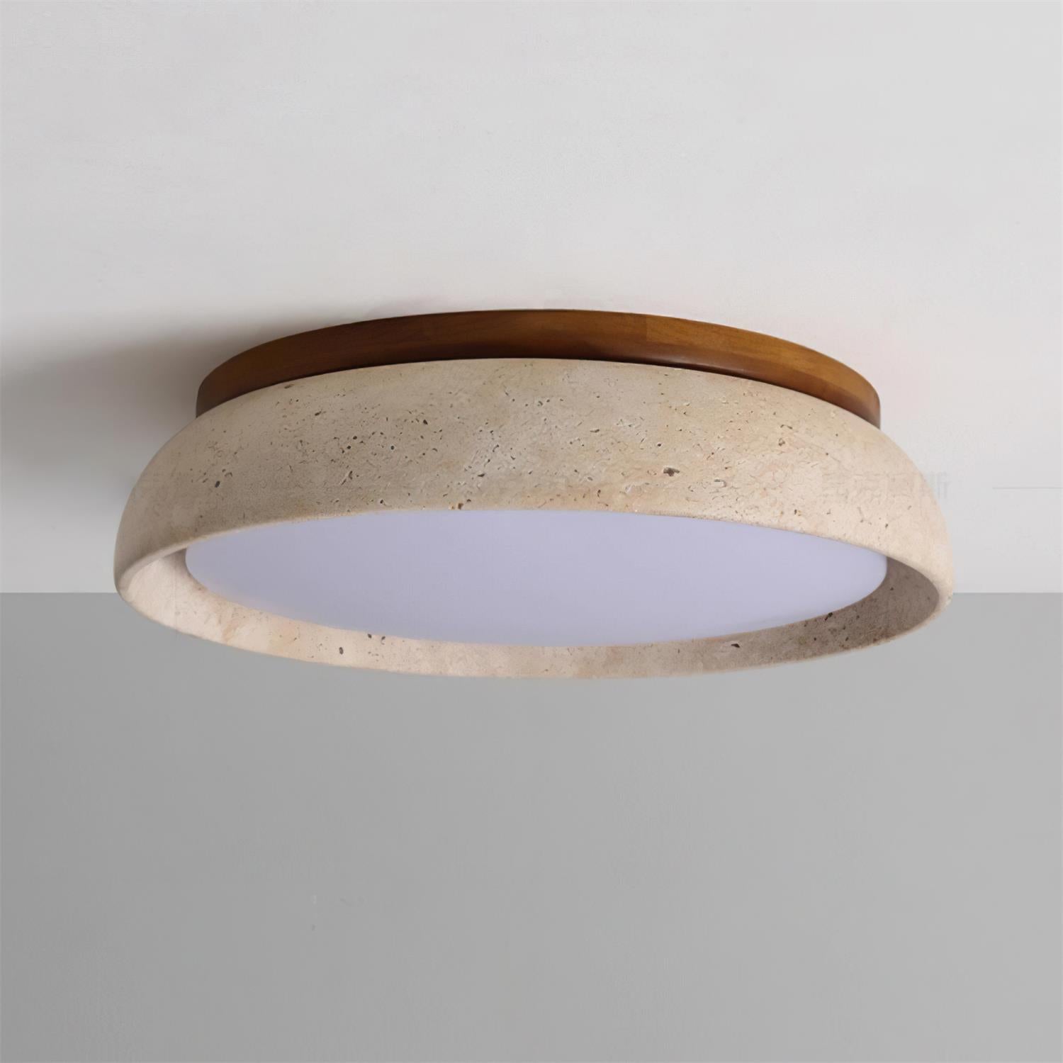 Travertine Flush Mount Ceiling Light Fixture – Modern Stone Ceiling Light