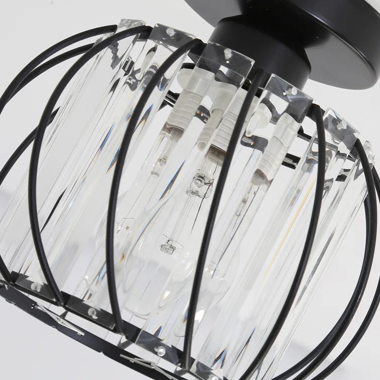 Semi-Flush Mount Ceiling Light Fixture – Modern Black Glass Ceiling Light