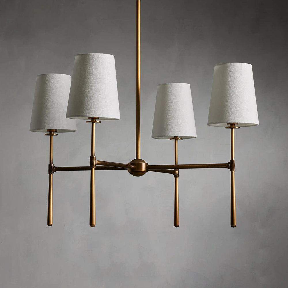 Chandelier Light Fixture – Mid-Century Modern Chandelier with Fabric Shades, 4-Light / 6-Light