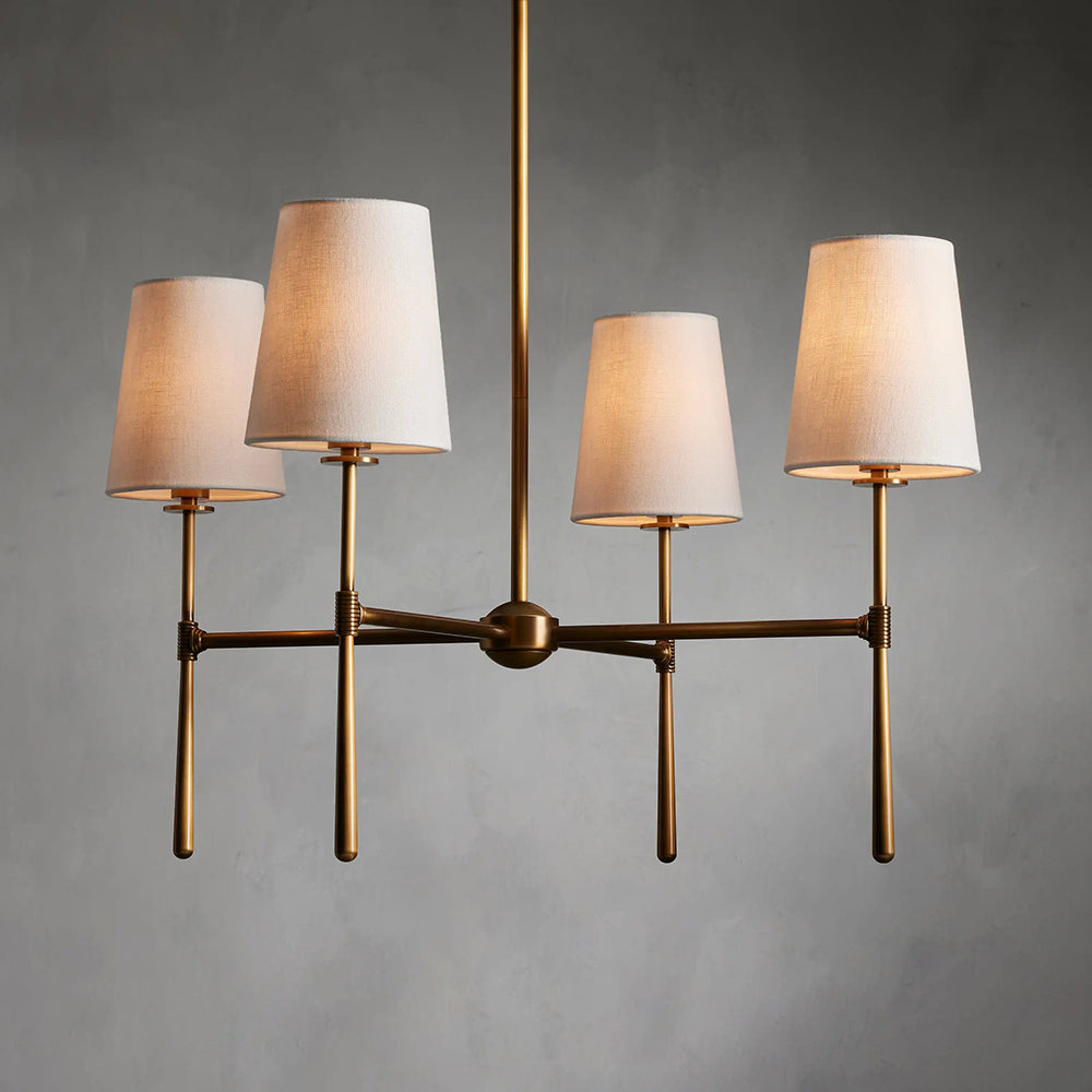 Chandelier Light Fixture – Mid-Century Modern Chandelier with Fabric Shades, 4-Light / 6-Light