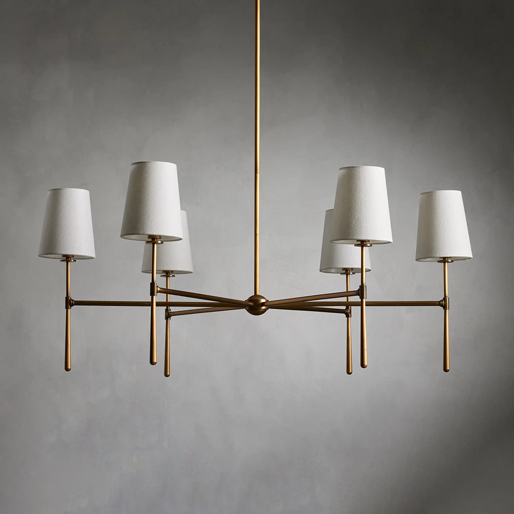 Chandelier Light Fixture – Mid-Century Modern Chandelier with Fabric Shades, 4-Light / 6-Light