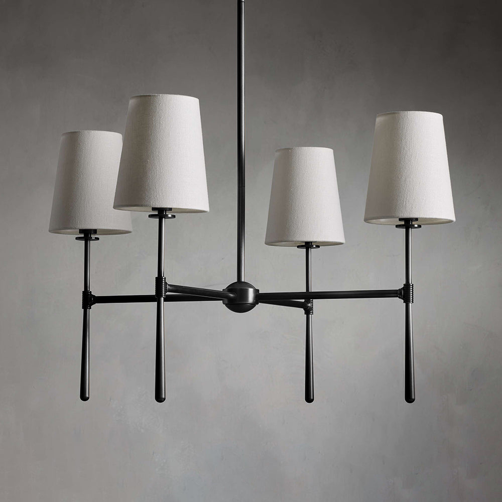Chandelier Light Fixture – Mid-Century Modern Chandelier with Fabric Shades, 4-Light / 6-Light