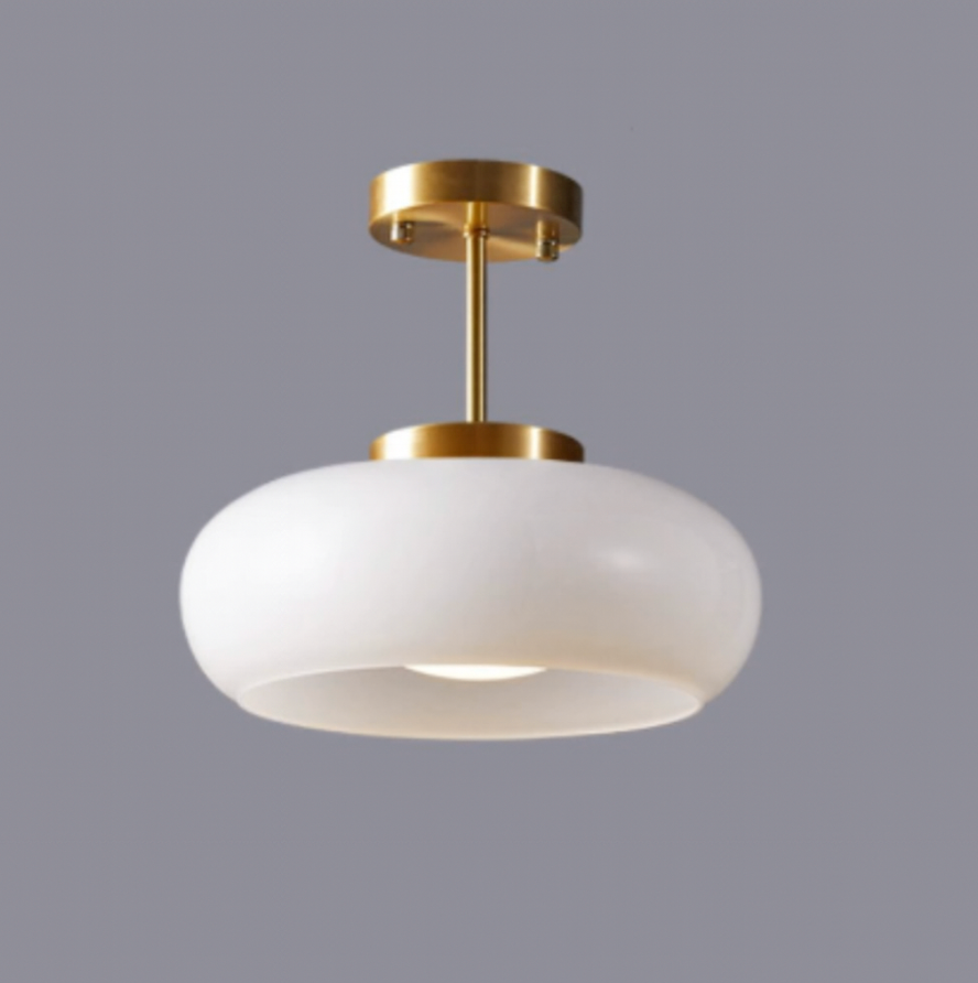 Glass Semi-Flush Mount Ceiling Light Fixture – Vintage Round Ceiling Light