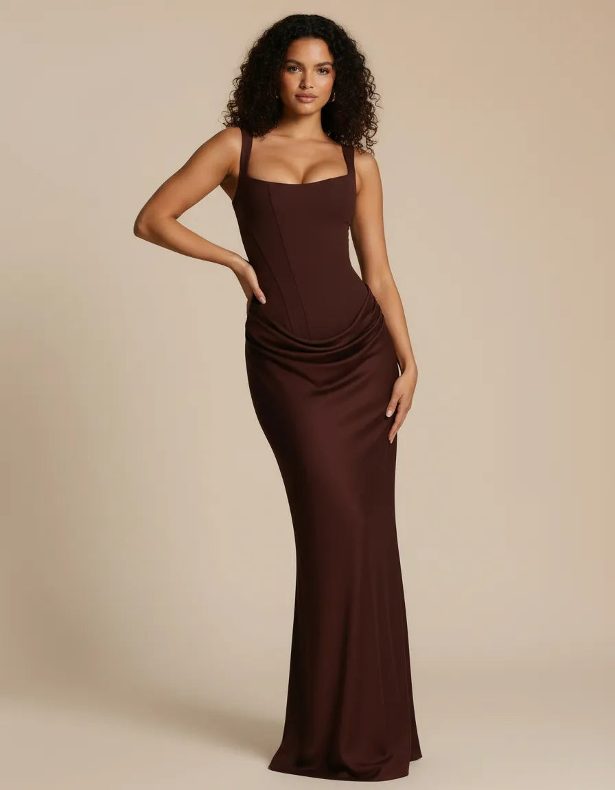 Strapless Corset Mermaid Midi Wedding Guest Dress