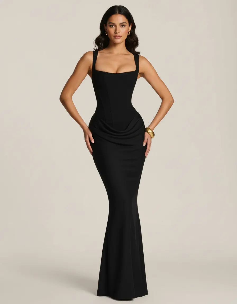 Strapless Corset Mermaid Midi Wedding Guest Dress