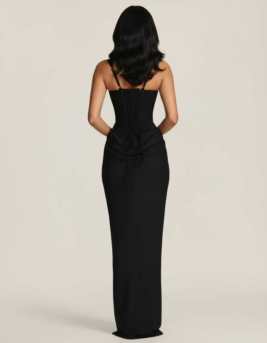 Strapless Corset Mermaid Midi Wedding Guest Dress