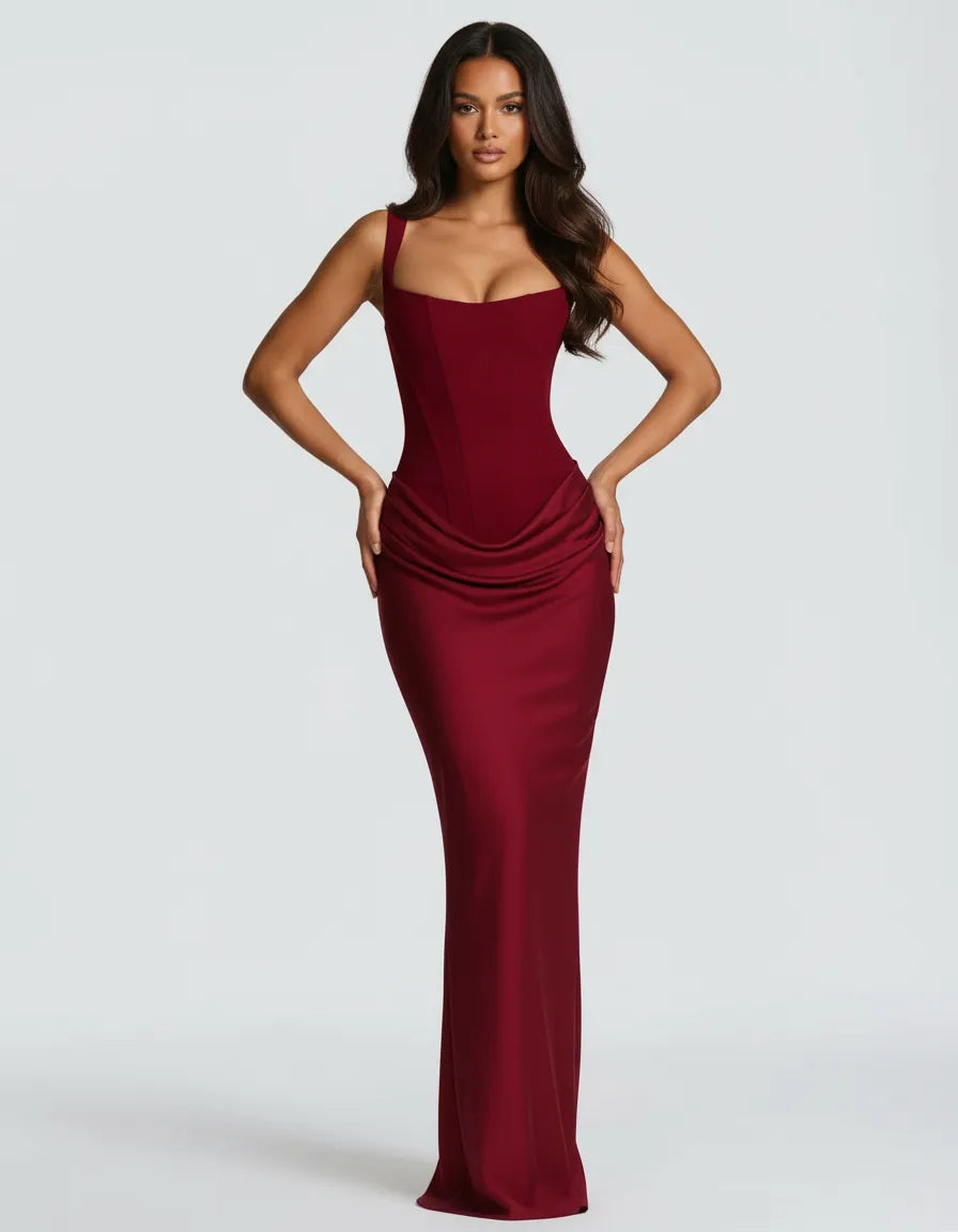 Strapless Corset Mermaid Midi Wedding Guest Dress
