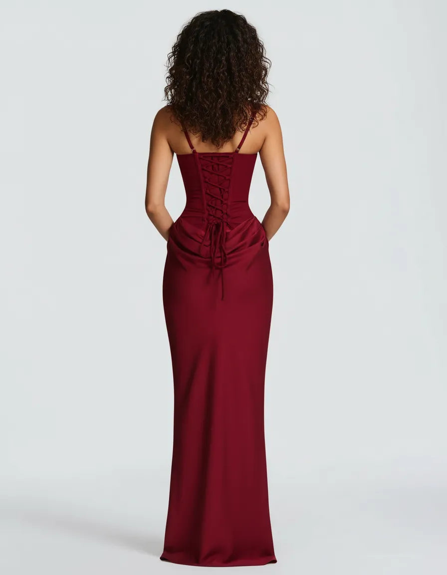 Strapless Corset Mermaid Midi Wedding Guest Dress