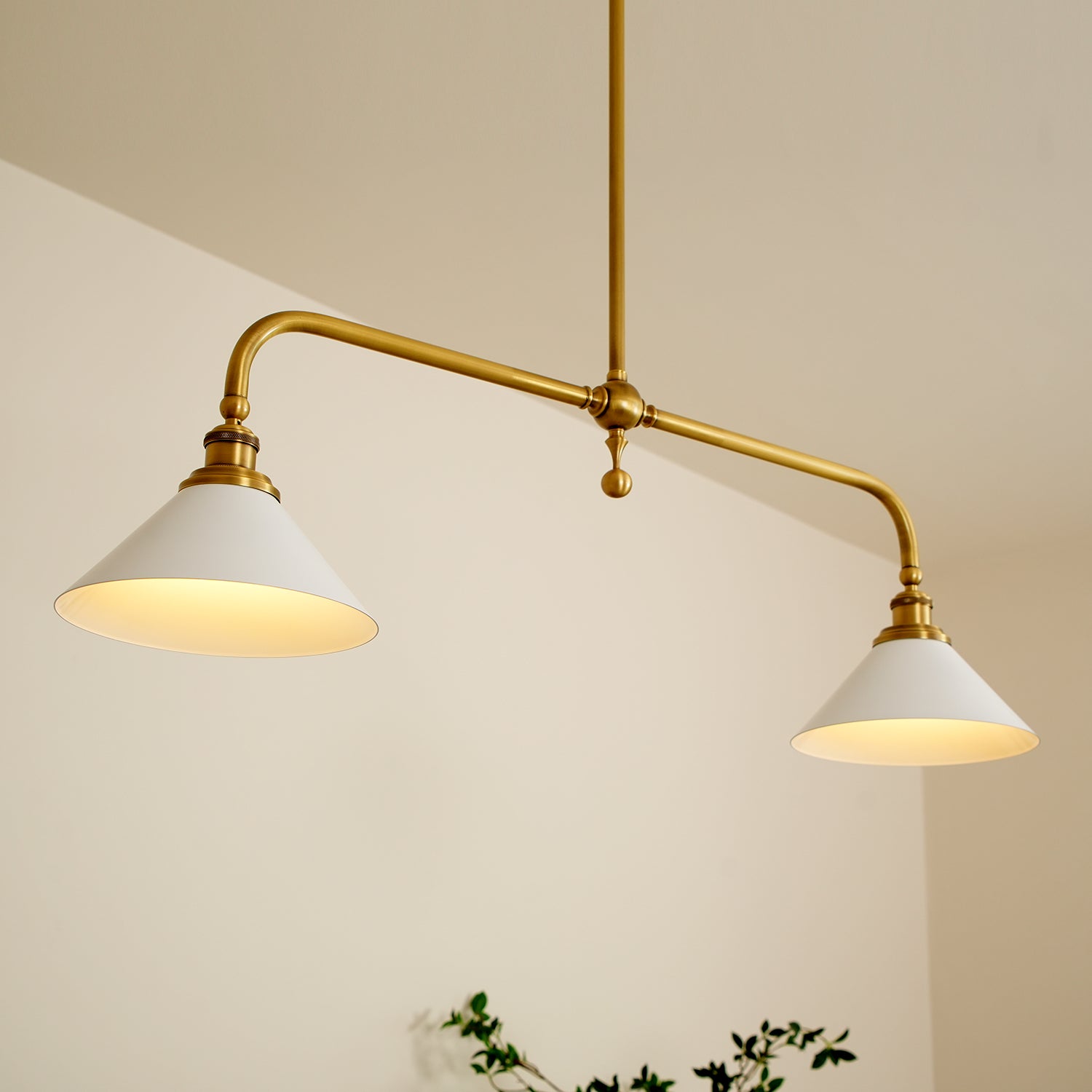 Vintage 2-Light Kitchen Island Pendant Light – Brass Linear Ceiling Light