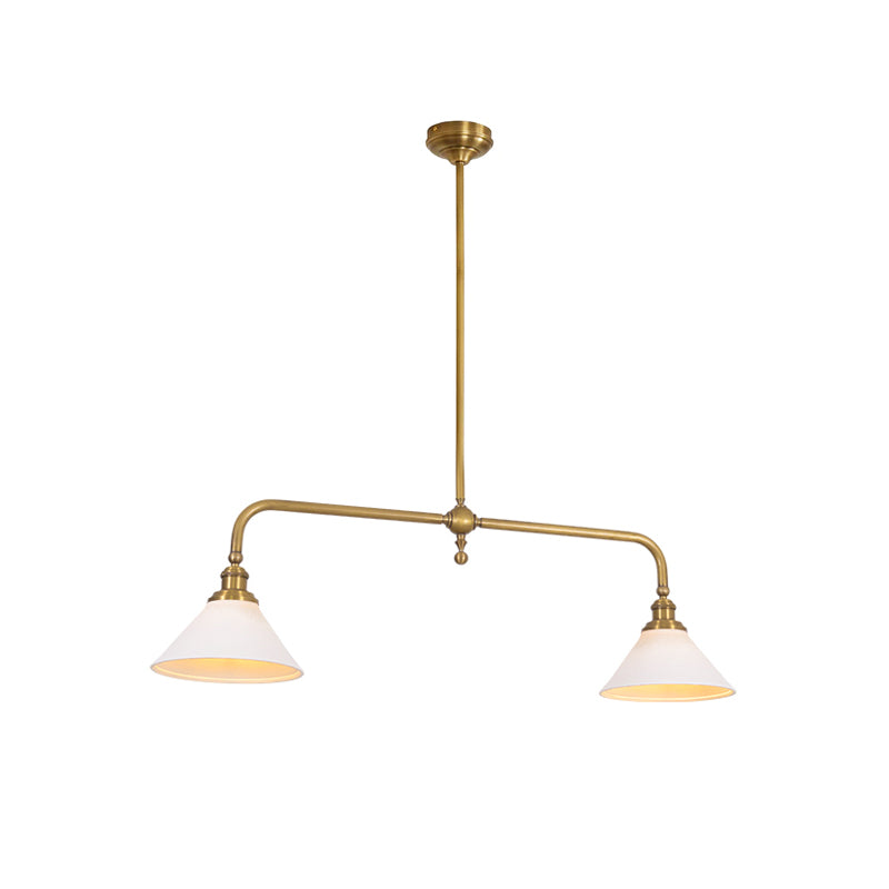 Vintage 2-Light Kitchen Island Pendant Light – Brass Linear Ceiling Light