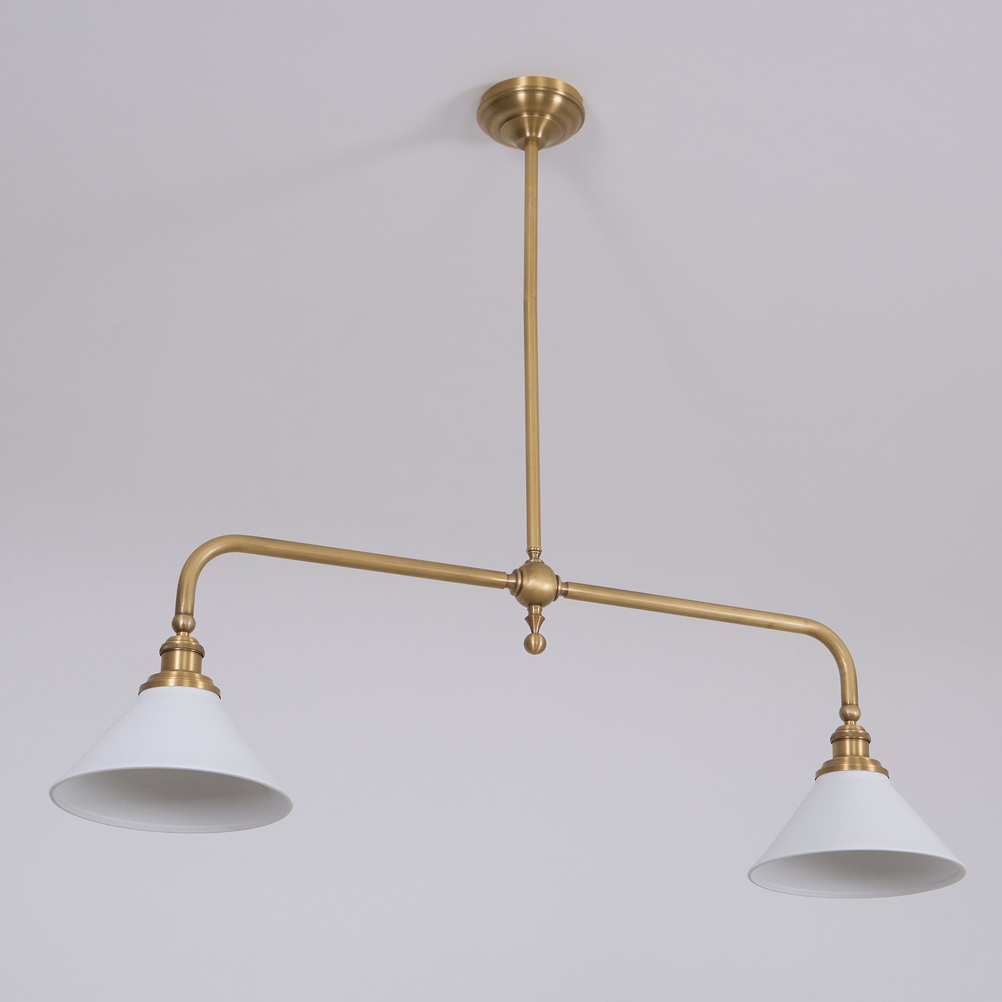 Vintage 2-Light Kitchen Island Pendant Light – Brass Linear Ceiling Light