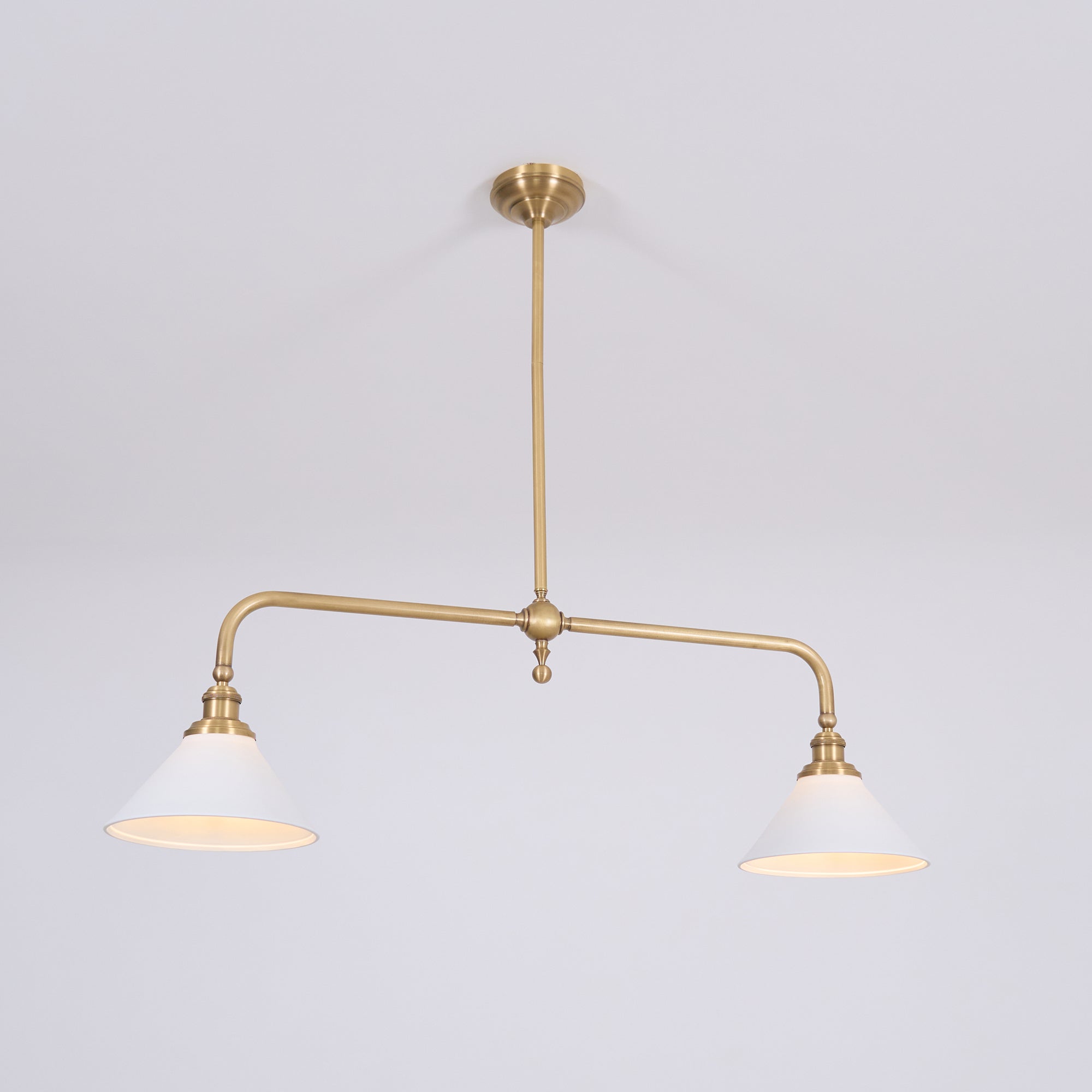Vintage 2-Light Kitchen Island Pendant Light – Brass Linear Ceiling Light