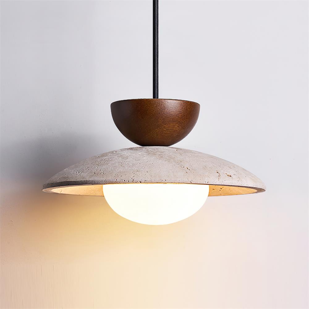 Travertine Pendant Light – Modern Stone Hanging Ceiling Light