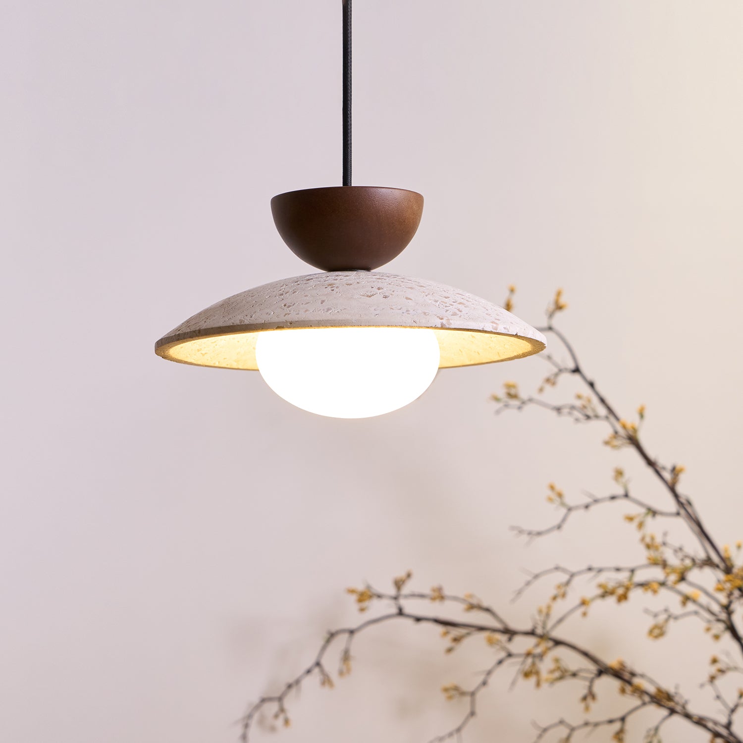 Travertine Pendant Light – Modern Stone Hanging Ceiling Light