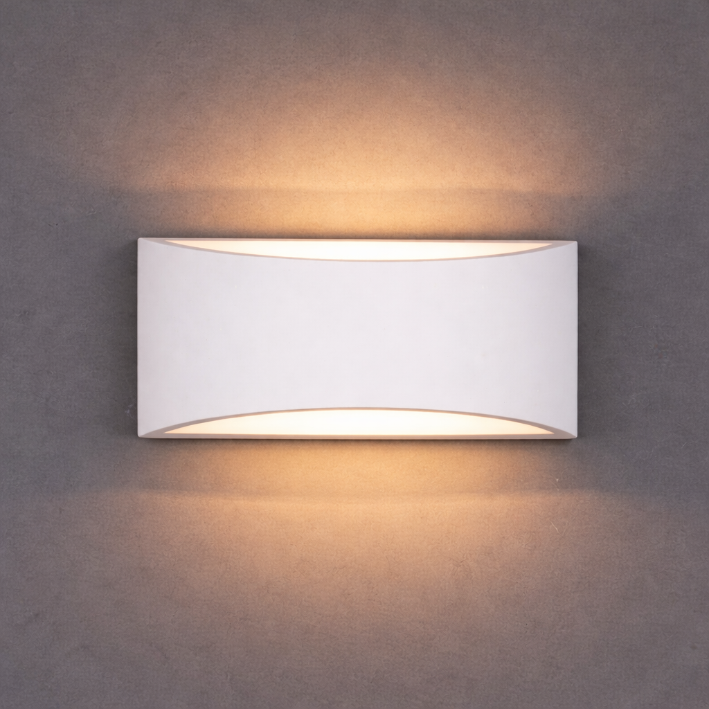 Large Plaster Wall Sconce – Modern Paintable Up & Down Wall Light Fixture
