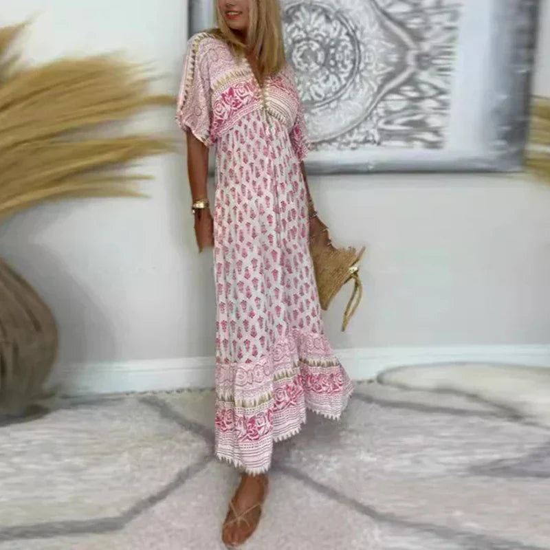 Boho Maxi V-Neck Dress – Effortless Summer Style