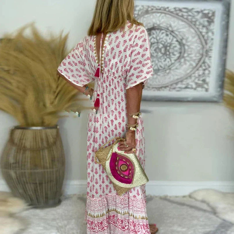 Boho Maxi V-Neck Dress – Effortless Summer Style