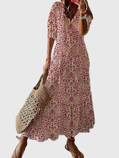 Boho V-Neckline Dress – Evening-Ready Elegance