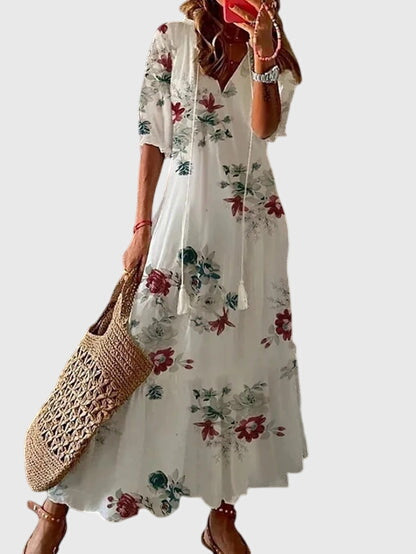Boho V-Neckline Dress – Evening-Ready Elegance