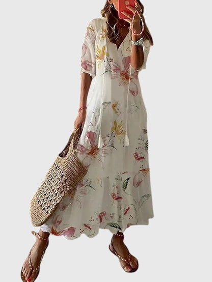 Boho V-Neckline Dress – Evening-Ready Elegance
