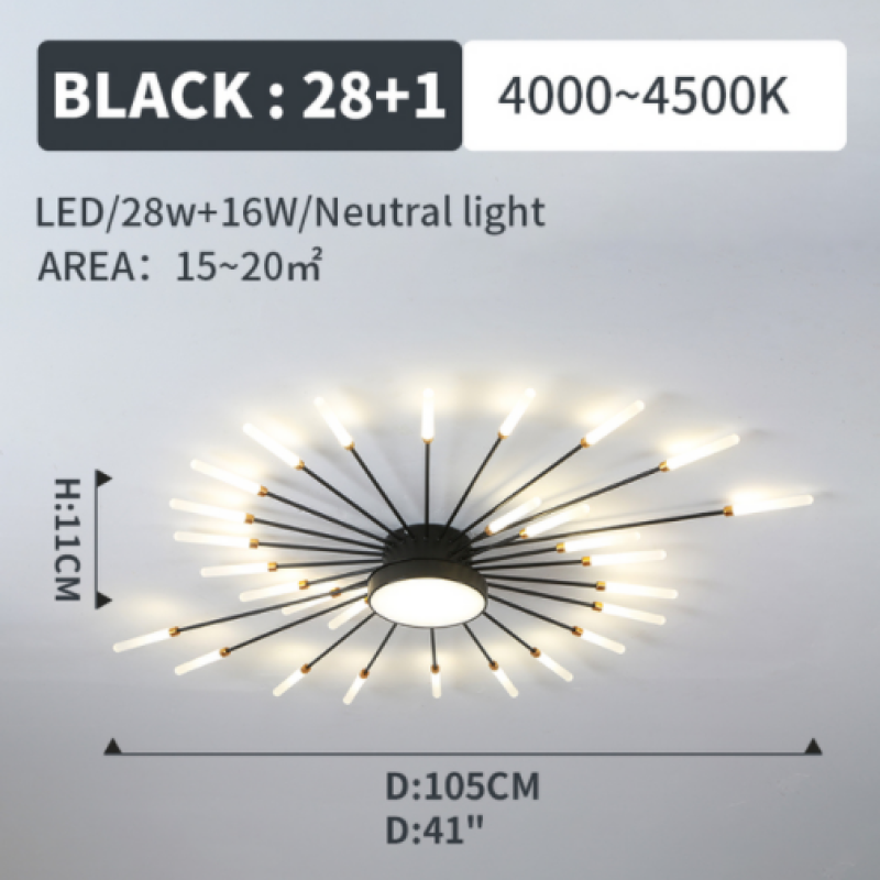 Modern Sputnik Ceiling Light Fixture – Firework Flush Mount LED Ceiling Light