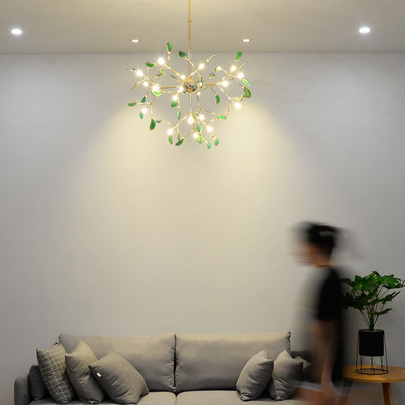 Colorful Agate Chandelier Light Fixture – Modern Branch Ceiling Light