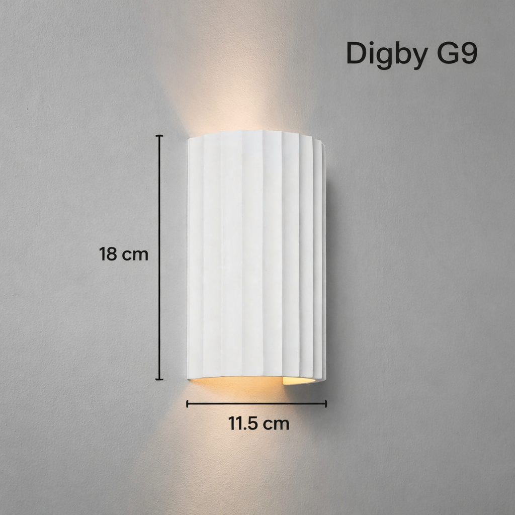 Wall Sconce Light Fixture – Modern Up and Down Wall Light in Ribbed Plaster