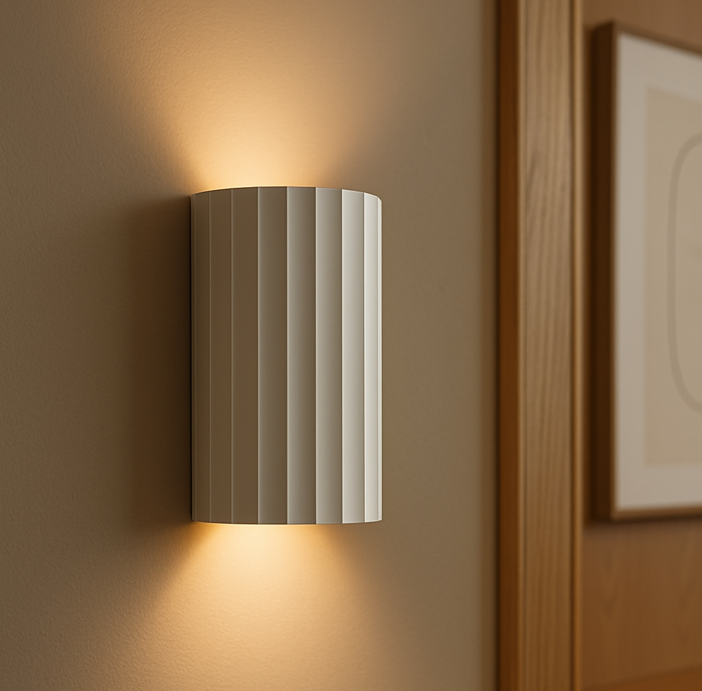Wall Sconce Light Fixture – Modern Up and Down Wall Light in Ribbed Plaster