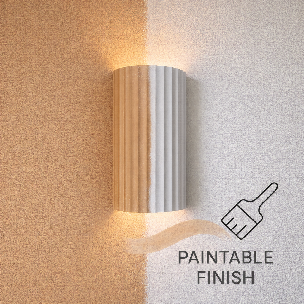 Wall Sconce Light Fixture – Modern Up and Down Wall Light in Ribbed Plaster