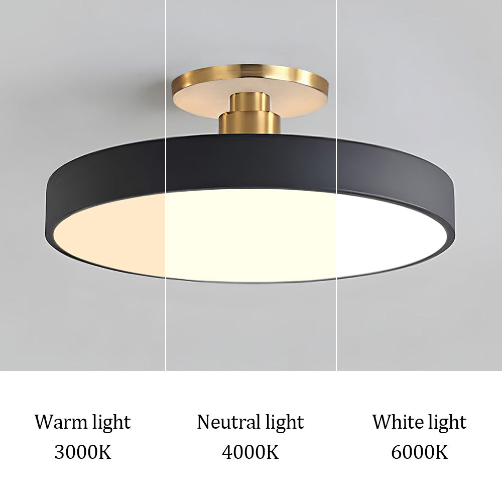 Modern LED Semi-Flush Mount Ceiling Light Fixture – Black Round Ceiling Light