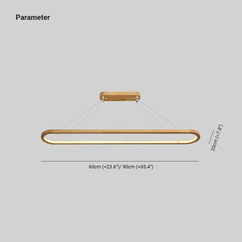 Oval Wood Pendant Light Fixture – Modern Linear LED Kitchen Island Light