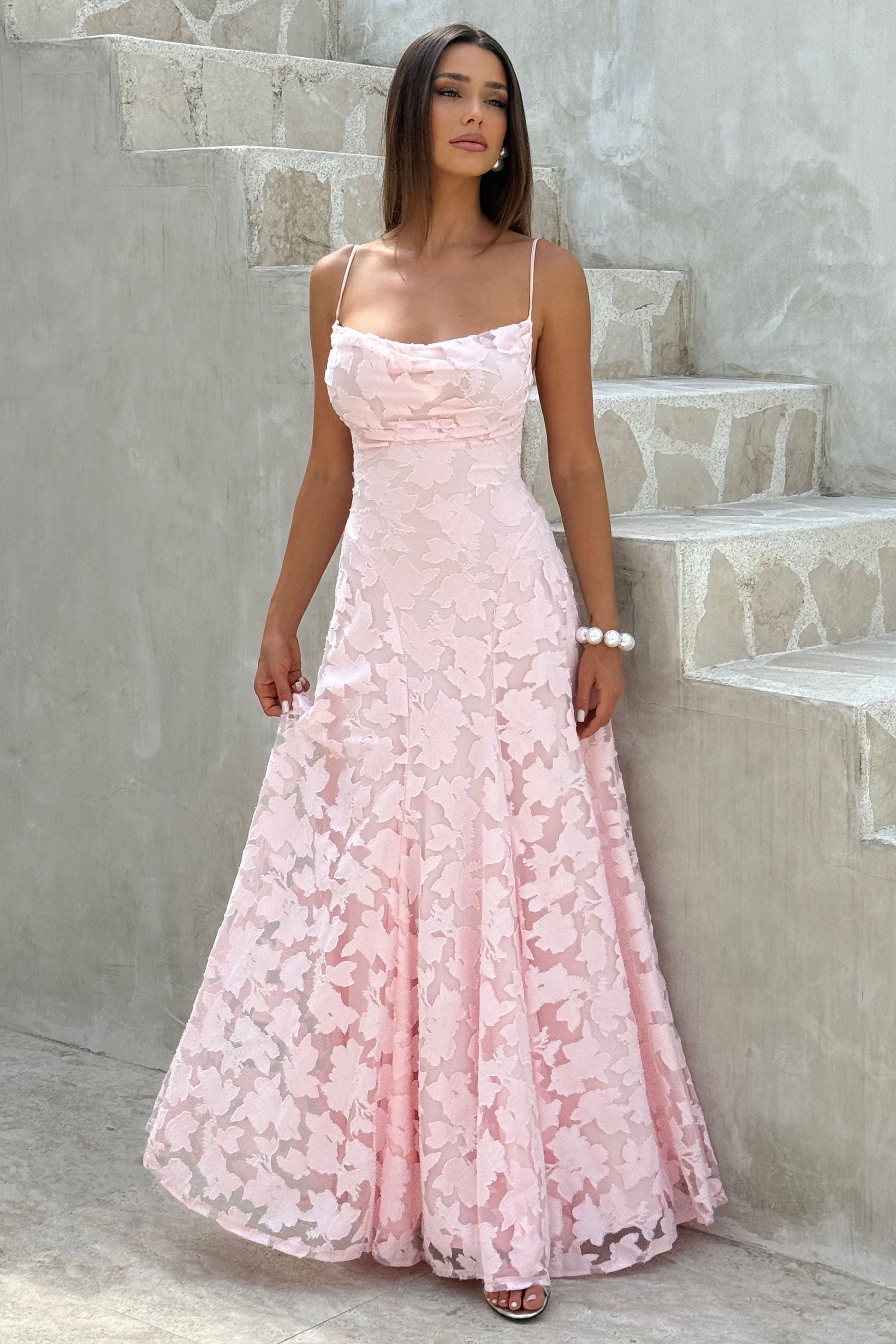 Floral Maxi A-Line Dress – Elegant Occasion Silhouette