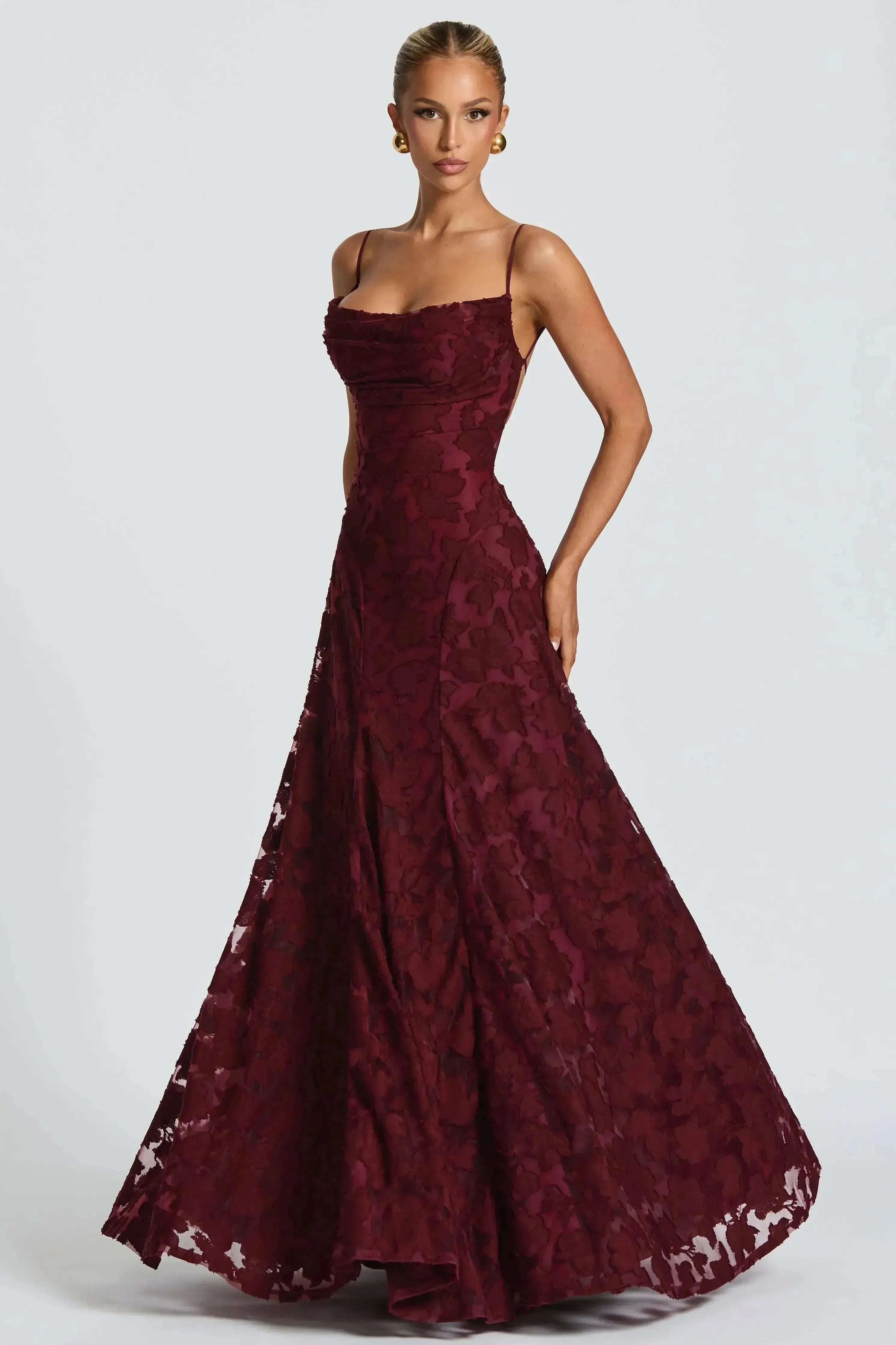 Floral Maxi A-Line Dress – Elegant Occasion Silhouette