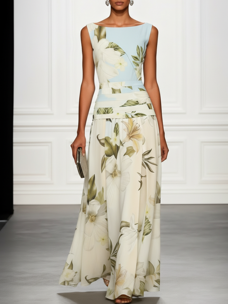 Floral Maxi Boat Wedding Guest Dress – Polished Warm-Weather Look