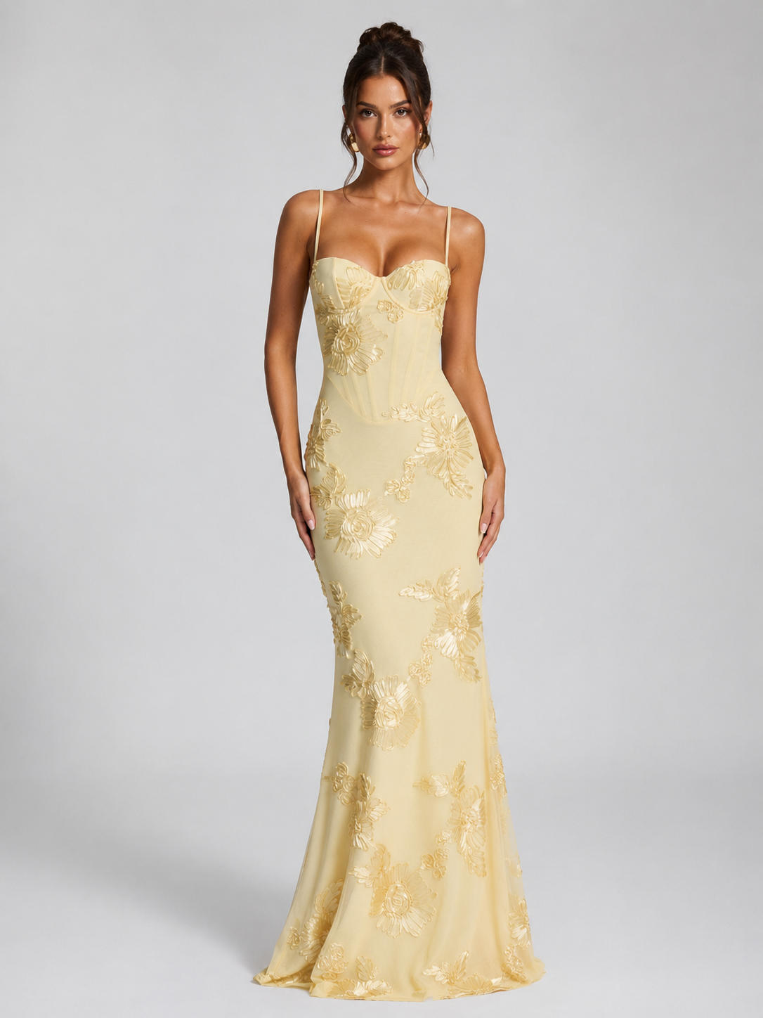 Floral Maxi Bodycon Dress – Elegant Occasion Silhouette